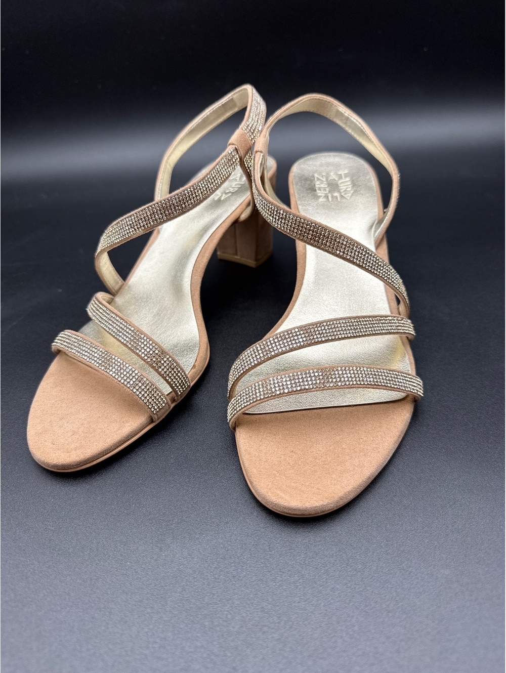 Naturalizer Vanessa 2 Nude Rhinestone Sandals 9.5W New